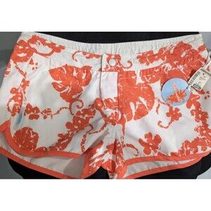 Aeropostale Shorts Women Size XS Bleach White Orange Floral Lightweight NWT